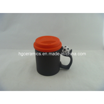 Tasse magique à la pomme de football 11 oz avec couvercle en silicone